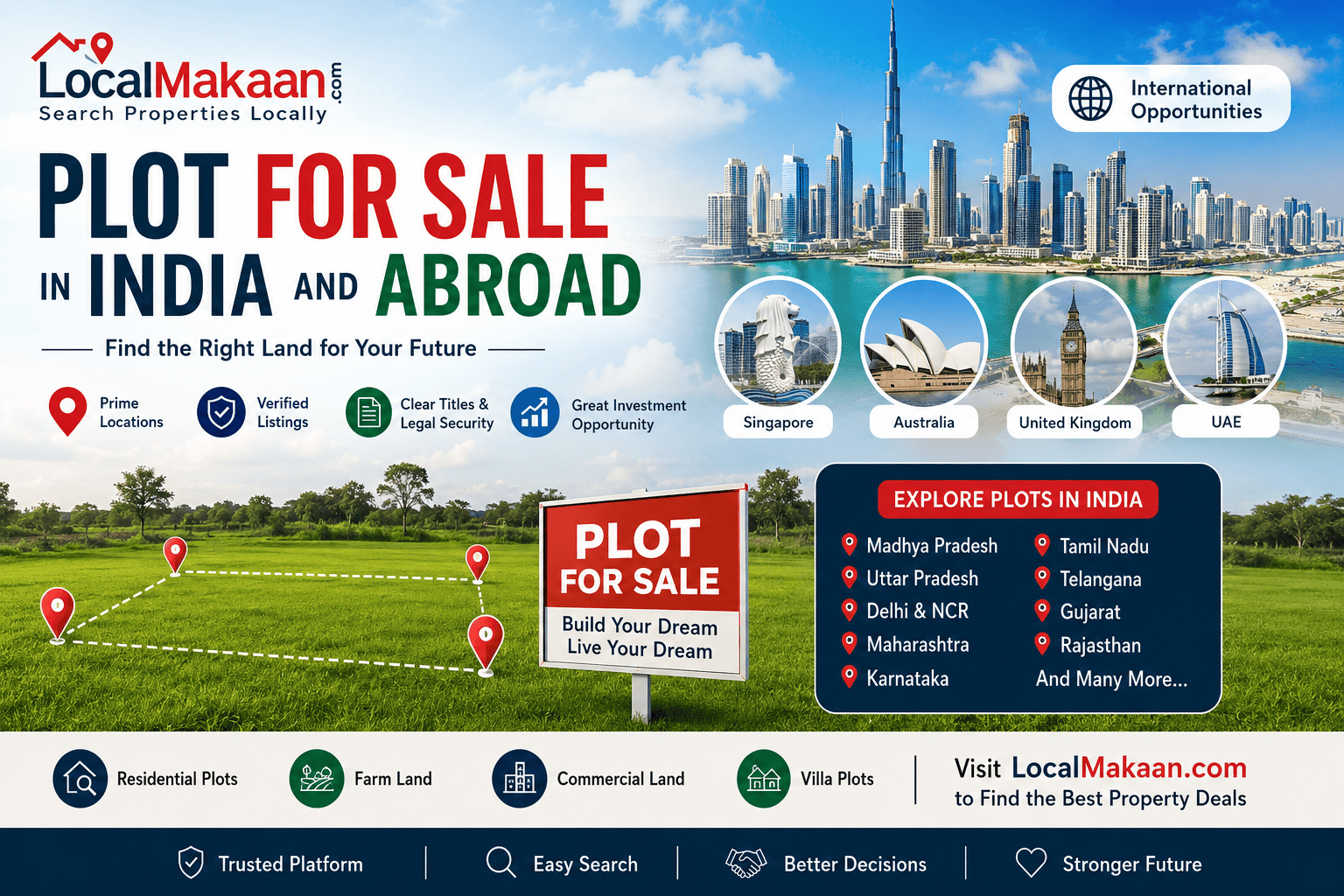 Plot for Sale in India and Abroad: Find the Right Land for Your Future with LocalMakaan